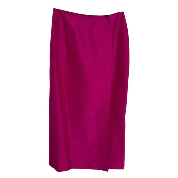 Vintage Silk Maxi Wrap Skirt Size 10 Pink Jones New York 90s - Picture 2 of 9